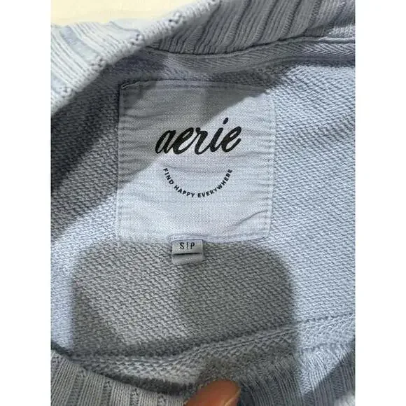 Aerie Down To Earth Baby Blue Crew Neck Oversized Sweatshirt- Size Small - Picture 5 of 8